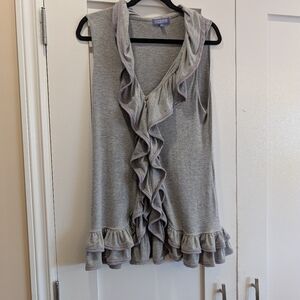 Vivienne Tam Sleeveless Knit Ruffled Top,L